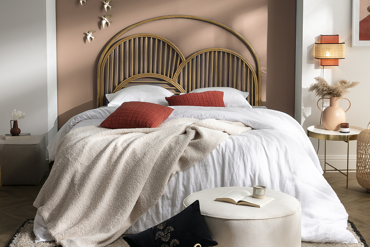 T�te de lit d�co en rotin naturel L160 cm PAHOLA
