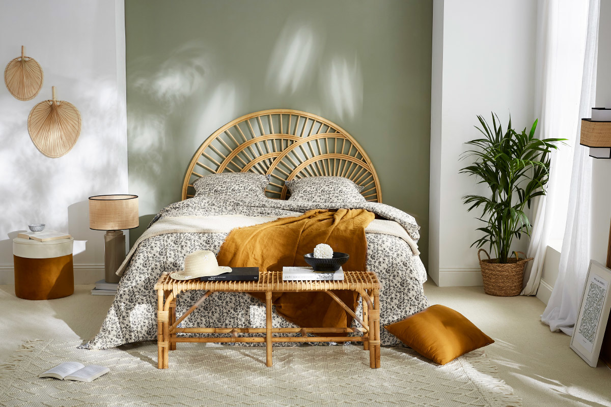 T�te de lit d�co en rotin naturel L160 cm SUNNY