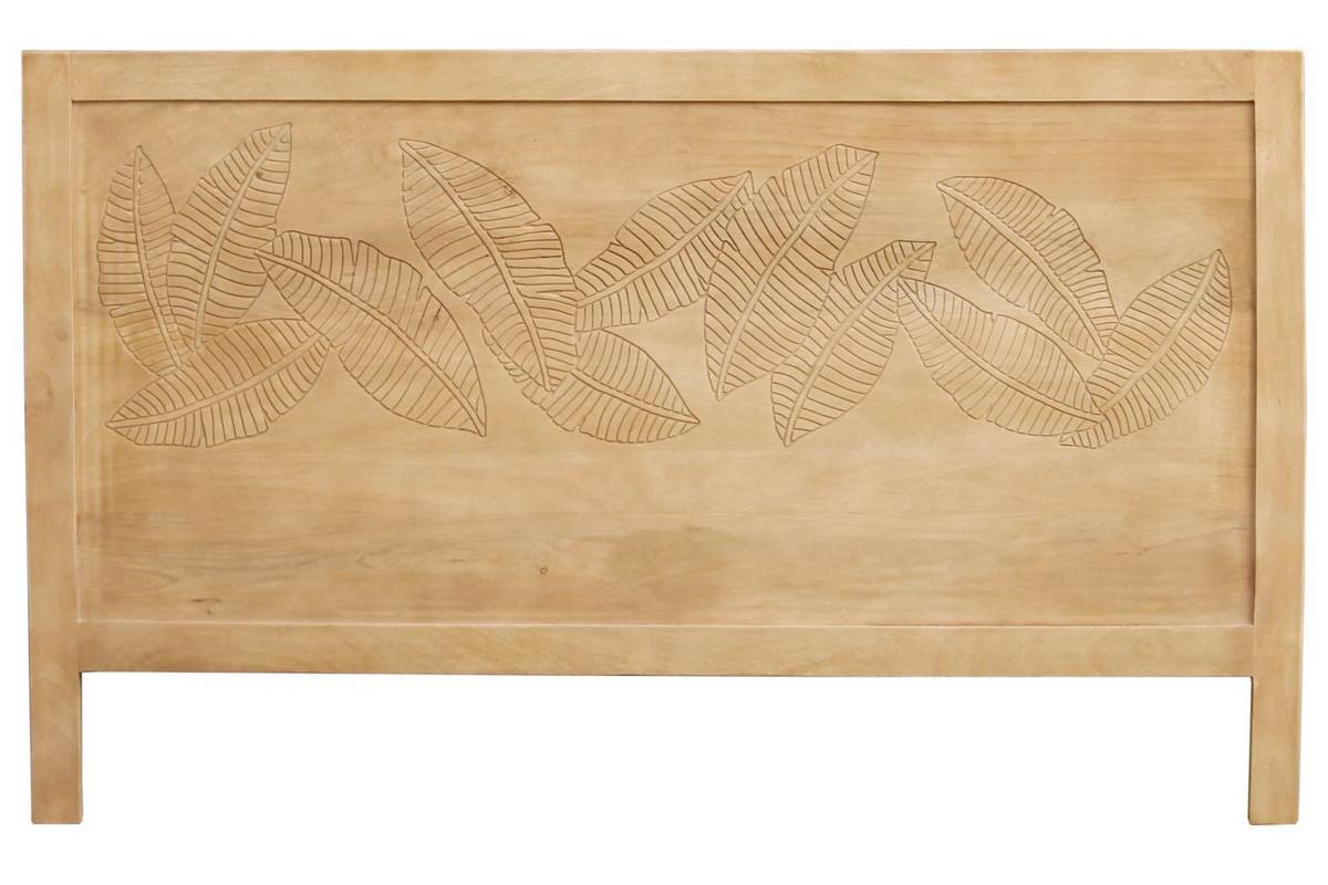 T�te de lit en bois manguier massif grav� L165 cm VIBES