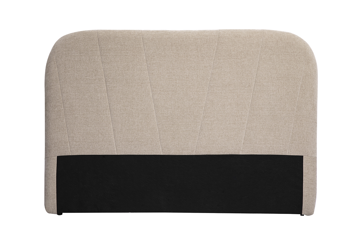 T�te de lit en tissu effet velours textur� beige L169 cm ALANIS