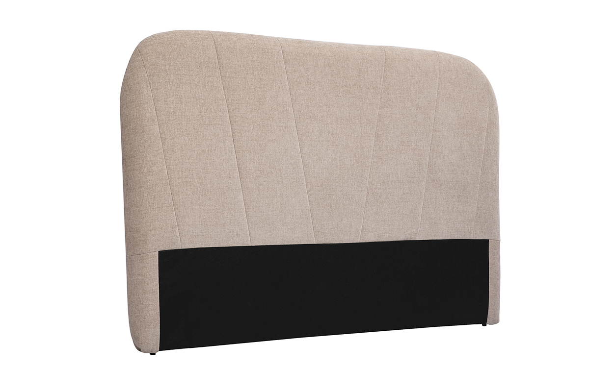 T�te de lit en tissu effet velours textur� beige L169 cm ALANIS