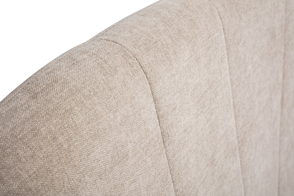 T�te de lit en tissu effet velours textur� beige L169 cm ALANIS