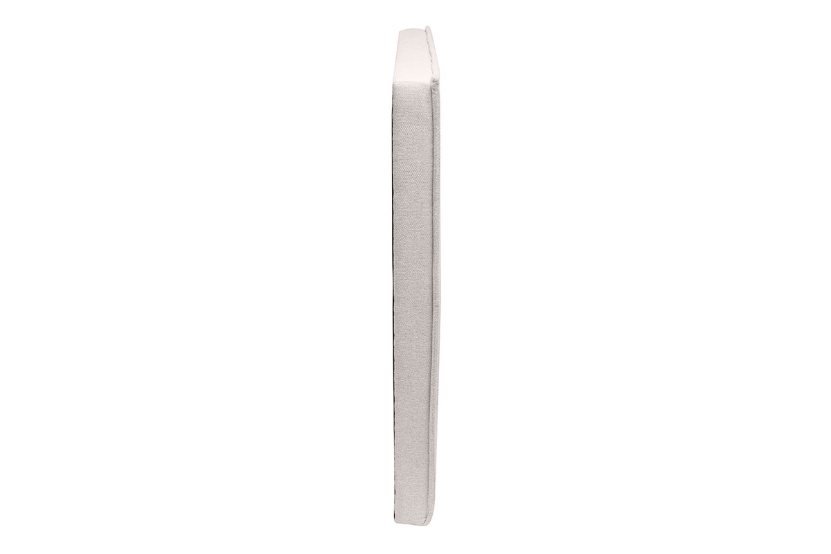 T�te de lit beige en tissu effet velours, vue lat�rale.