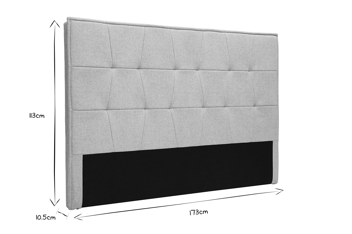 T�te de lit en tissu gris L170 cm SUKA