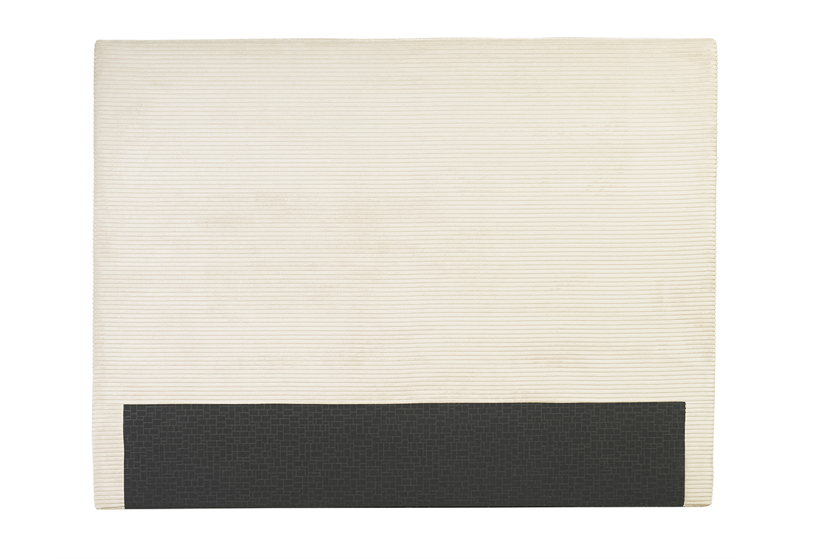 T�te de lit en velours c�tel� beige vue de face.