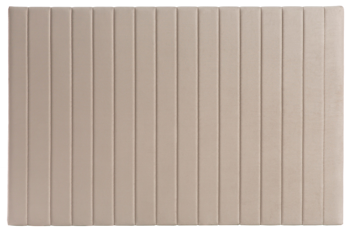 T�te de lit en tissu velours taupe L170 cm NEHA
