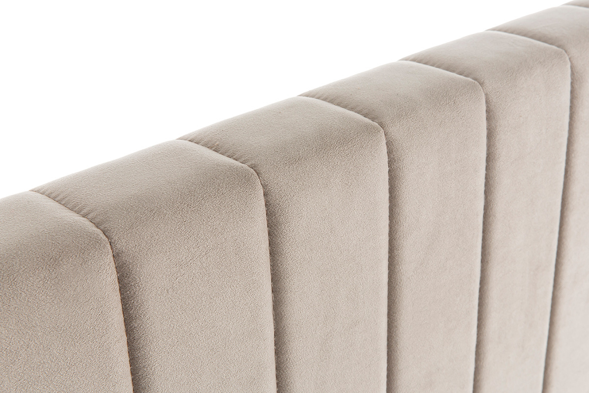 T�te de lit en tissu velours taupe L170 cm NEHA