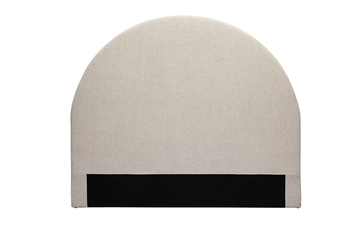 T�te de lit ronde en tissu beige, vue de face.