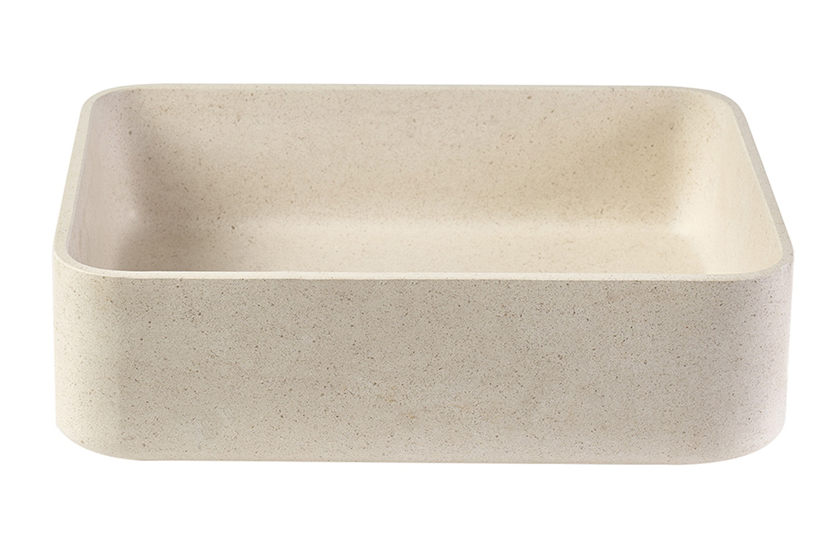 Vasque rectangulaire en pierre naturelle beige L48 cm ALIZEE